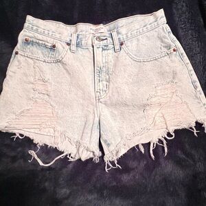Abercrombie & Fitch Light Blue Distressed Jean Shorts boyfriend shorts